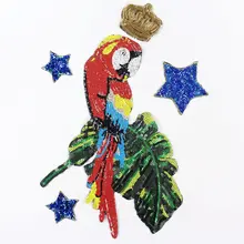 Высокая-конец пользовательские из пайеток попугай Большой патч, одежда текстиль аппликация свитер пуховая куртка DIY украшения патч