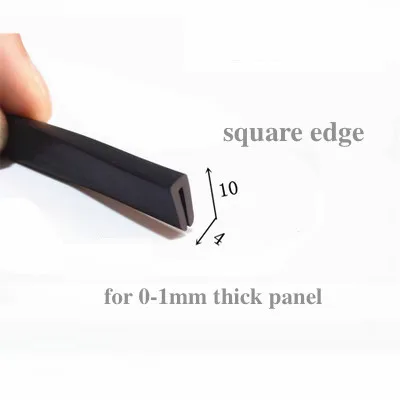 Rubber U Strip Edge Shield Encloser Bound Glass Metal Wood Panel Board Sheet for Cabinet Vehicle Thick 0.5mm- 10mm x 1m Black