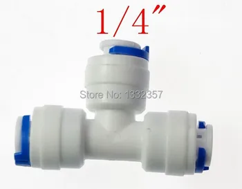 

100pcs/lot 1/4" OD Hose qucik connection Equal Type T RO Water Connector Fittings Reverse Osmosis Aquarium System hose connector