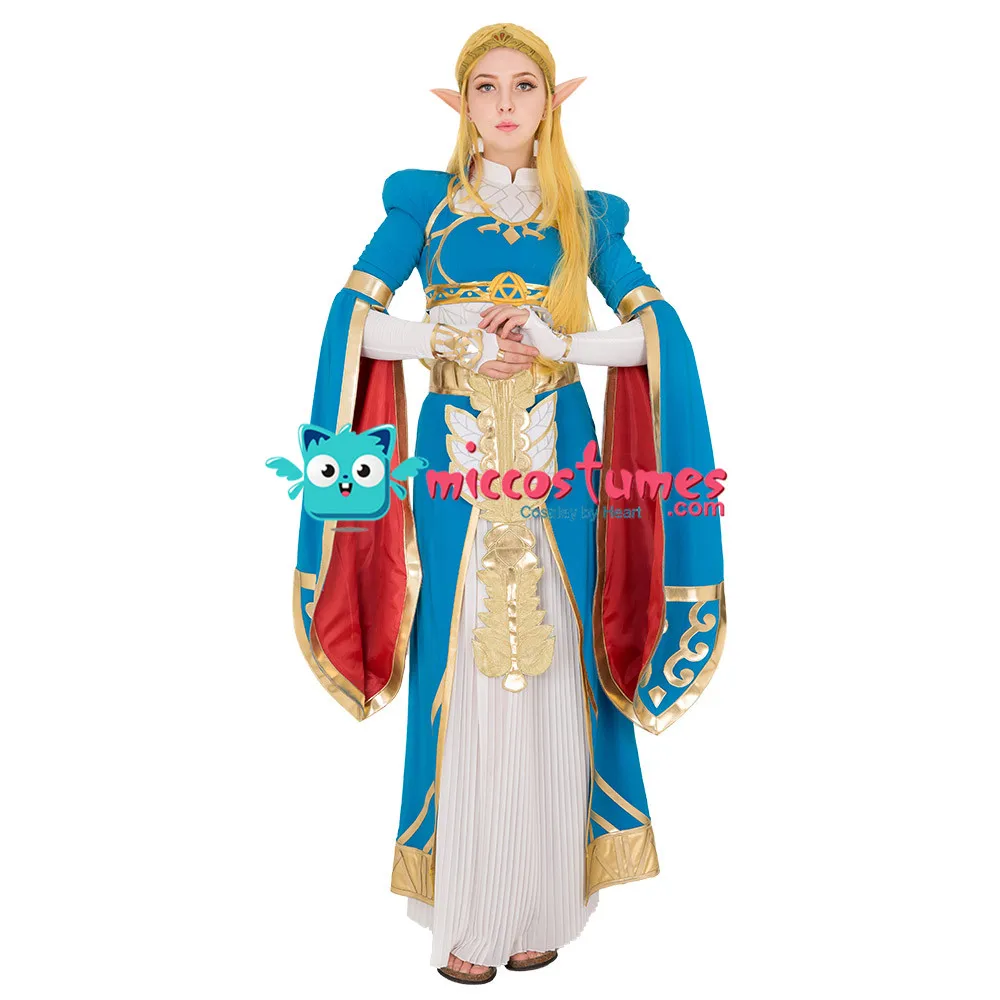 

Exclusive The Legend of Zelda Breath of the Wild Princess Zelda Blue Long Dress Gown Cosplay Costume