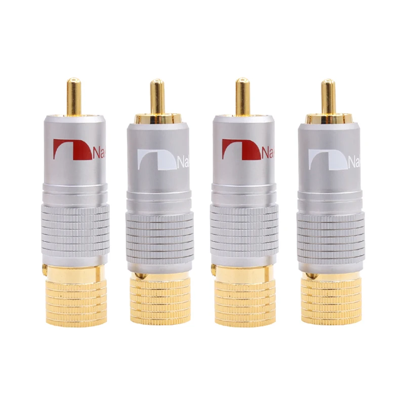 

Free shipping 10Pcs NAKAMICHI RCA Male Plug Locking Non Solder Plug Connector Gold Plated