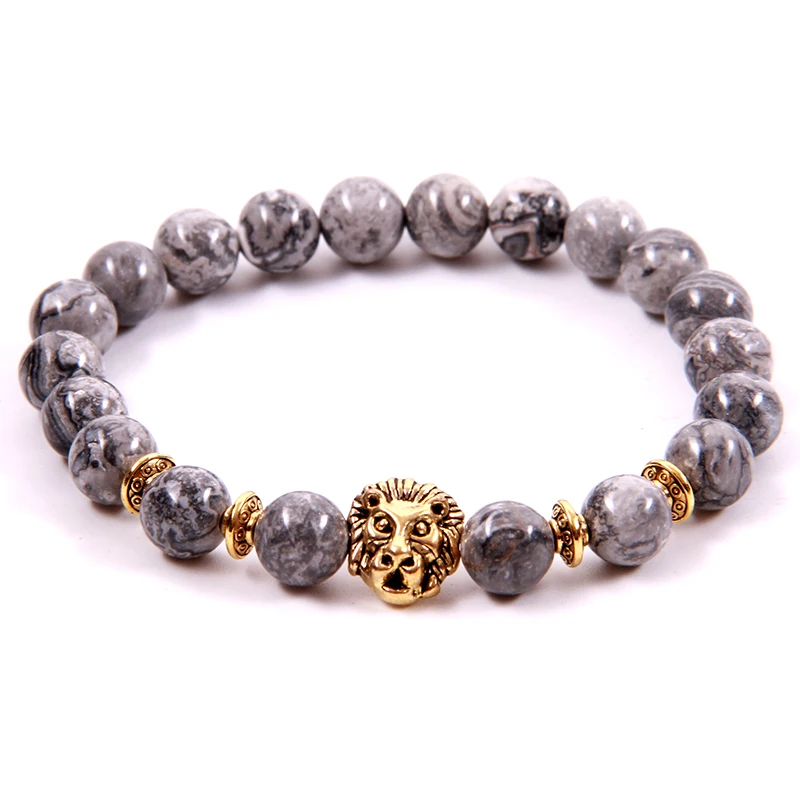 8 мм браслет с изображением карты из камня для женщин браслеты Pulseira Masculina мужские