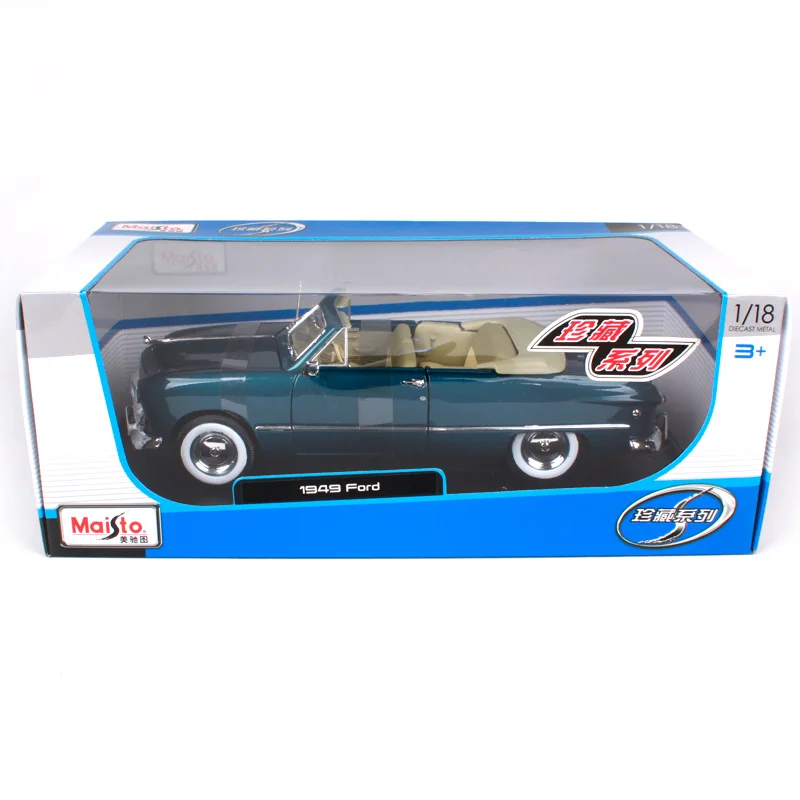 Maisto 1:18 1949 ford серый синий старый автомобиль литья под давлением 270*100*85 мм роскошная винтажная модель автомобиля с открытым верхом автомобильный коллекционный 31682