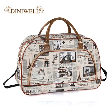 

Women Waterproof Travel Bag Summer Style PU Leather Women Bag Travel Duffel Bag New Tower Beauty Lady Print Luggage Duffle B