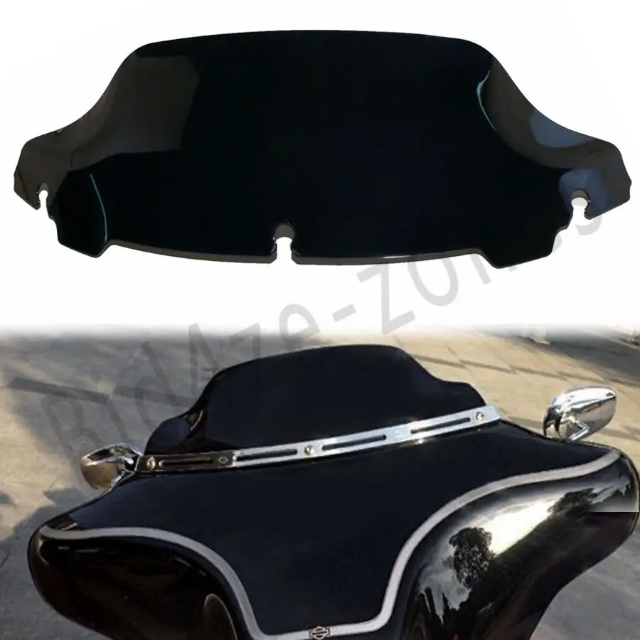 

7" Black Motorcycle Wave Windshield Windscreen For Harley Touring Electra Street Glide FLHX FLHT 2014 2015 2016 2017