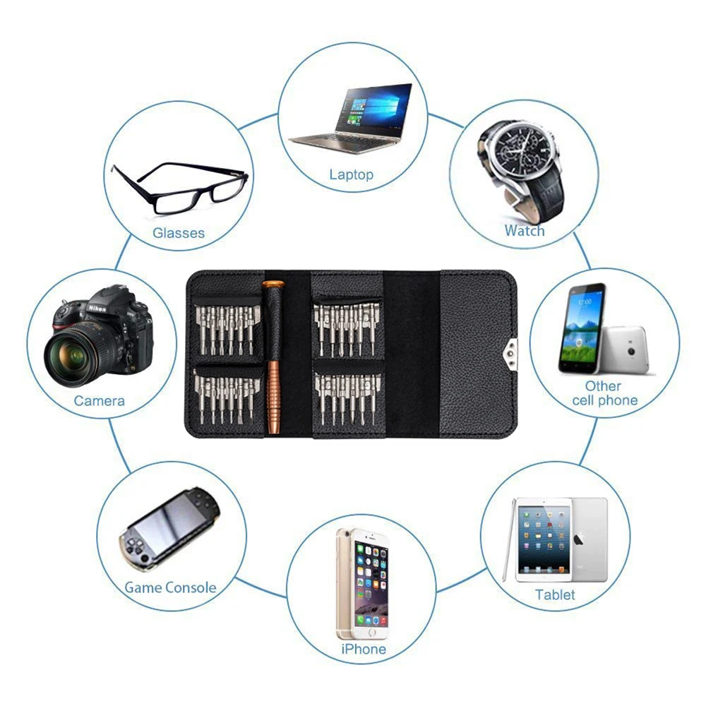 Leather Case 25 In 1 Torx Screwdriver Set Mobile Phone Repair Tool Kit Multitool Hand Tools For Iphone Watch Tablet PC 2021 New - Image 5