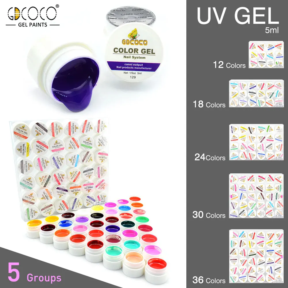 #20204 GDCOCO nail art design 36 color 5ml uv soak off paint uv gel ink