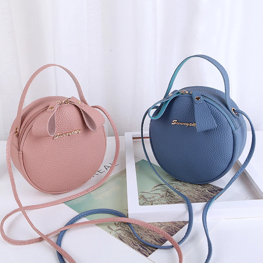 

Cute Small Round Bags for Women's Handbag Mini PU Leather Messenger Bags Lady Casual Phone Purses Brands Shoulder Crossbody Bags