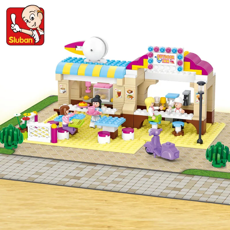 

Sluban 257pcs Open-air Restaurant Building Blocks Assembled Model Bricks Action Figure Anime Educational Toys for children