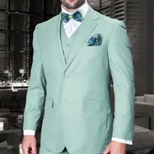 Приталенный костюм для свадьбы мужской мятно-зеленый формальный смокинг для выпускного вечера современный нежный индивидуальный мужской костюм дизайн для Traje de Boda Hombre