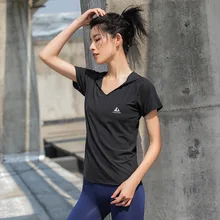 Спортивная футболка для Для женщин тренажерный зал Фитнес футболки Йога, дышащая эластичная быстросохнущая Йога бег топы упражнения