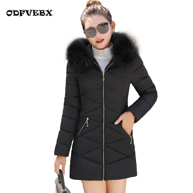 

Fashion large size winter cotton jacket female 2020 long-sleeved slim cotton coat hooded fur collar women's down jacket ODFVEBX