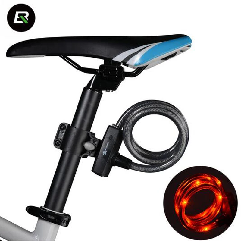 ROCKBROS Bicycle USB Light Lock Rainproof Cable Seatpost Cycling Lock