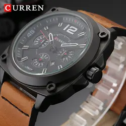 CURREN хронограф для мужчин лучший бренд кварцевые часы для мужчин модные спортивные часы кожаный ремешок для мужчин s
