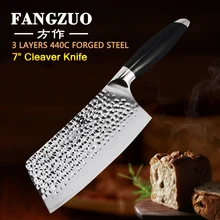 FANGZUO 3 слоя 440C ядро одетый из нержавеющей стали кухонный нож 7 дюймов разделочный нож G10 Ручка китайский нож шеф-повара-Кливер