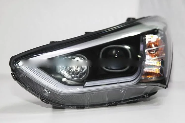 2 шт. автомобильный Стайлинг для hyundai ix45 фары 2013~ ix45 светодиодный фары DRL Bi Xenon объектив высокого ближнего и дальнего света габаритный, СВЧ противотуманная фара