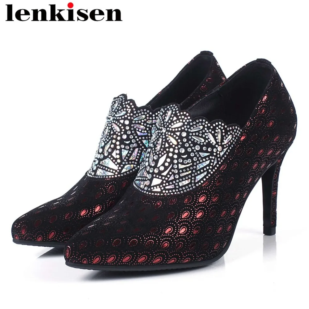 

Luxury peacock pattern sheep leather zipper rhinestone decoration sexy high heels pointed toe celebrity party dress pumps L37