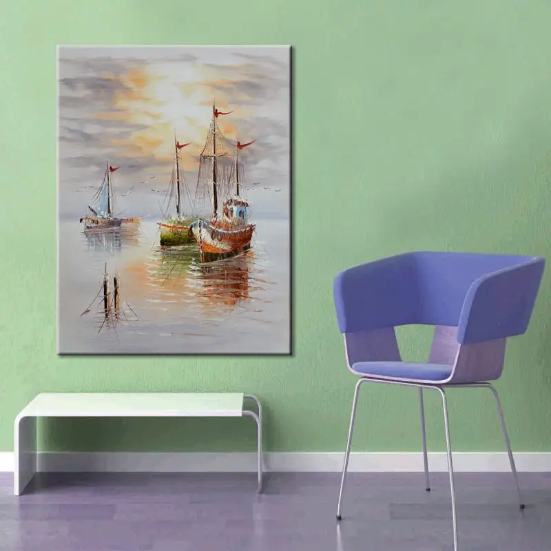 

High quality home sitting room adornment office draw hand-painted oil painting abstract painting sailing seascape