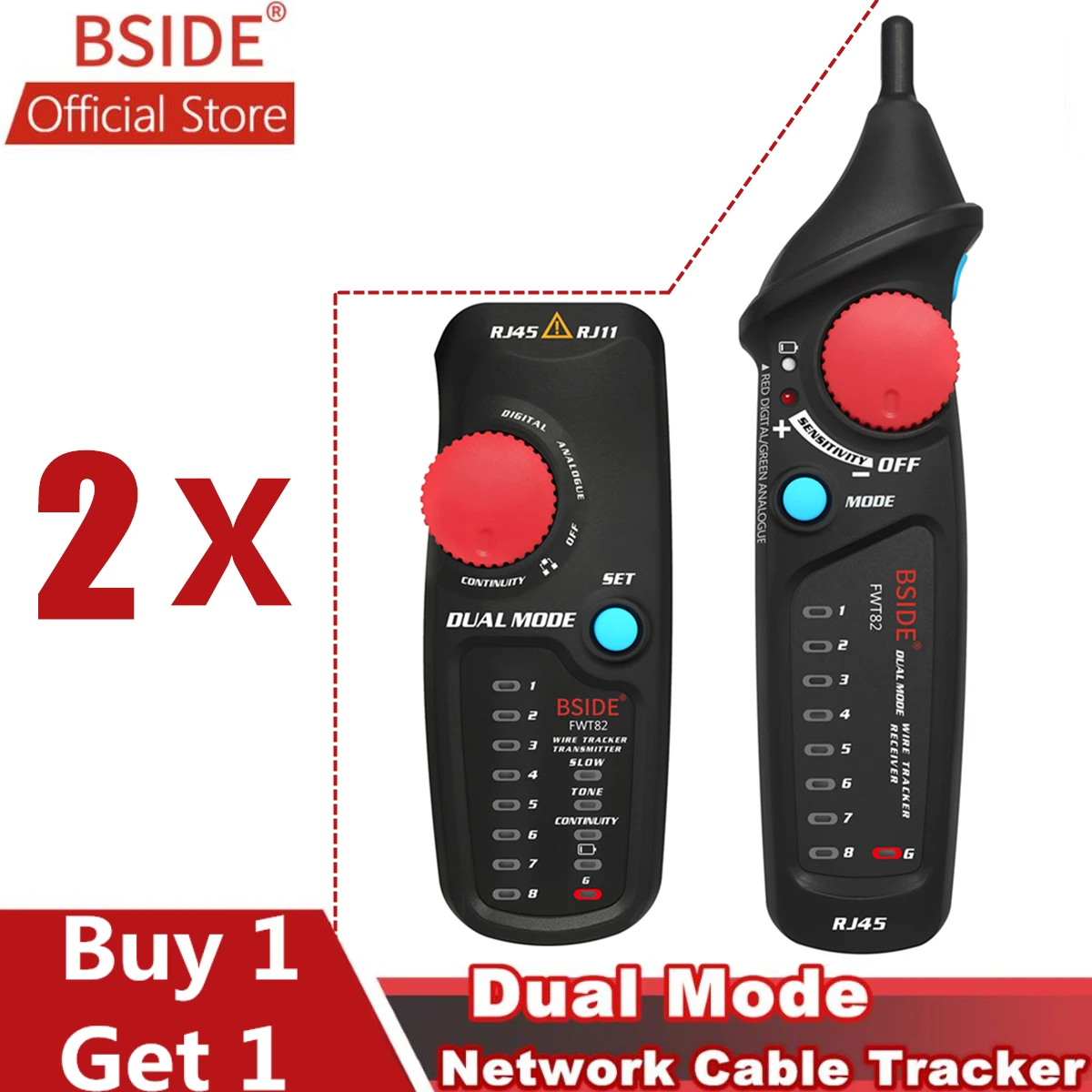 

BSIDE FWT82 Dual Mode Network Cable Tracker RJ45 RJ11 Wire Toner Ethernet LAN Tracer Analyzer Detector Line Finder