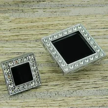 45mm modern fashion deluxe glass diamond drawer cabinet knobs pulls black crystal silver chrome dresser door handles pulls knobs