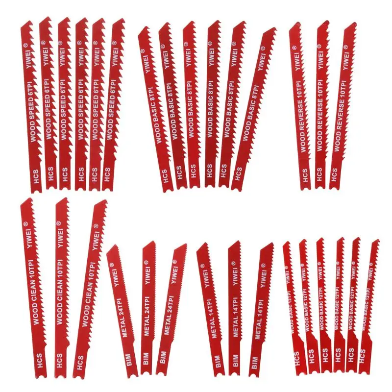

30pcs Assorted Steel U-shank Jigsaw Blade Set Fitting For Plastic Wood Jig Saw Tool W329