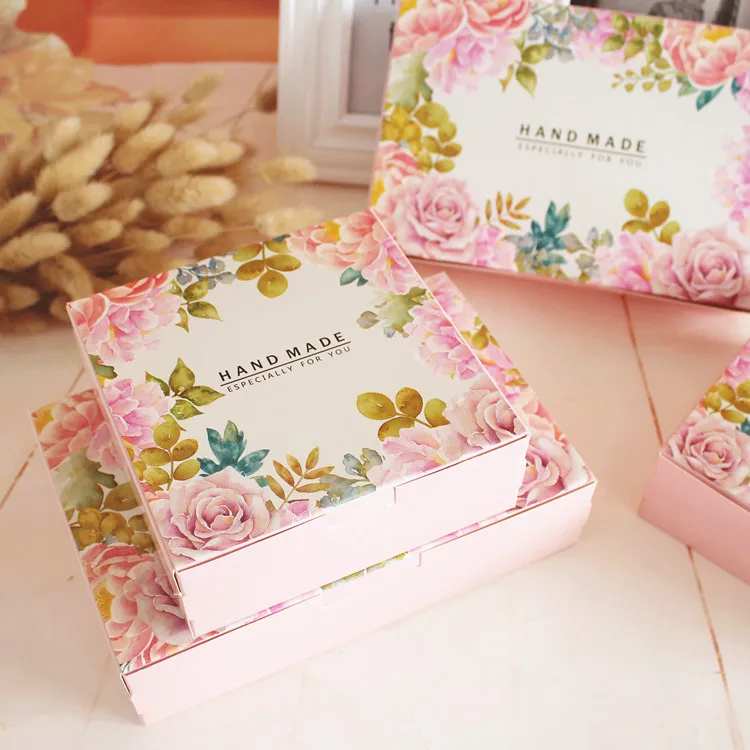 25 шт бумага в цветочках коробка ручной работы ремесло торт подарочная упаковка для конфет коробка
