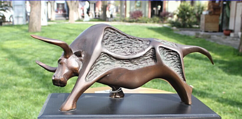 

Art Decoration Bronze Copper Marble Sculpture Abstract Bull Cow Cattle OX Statue