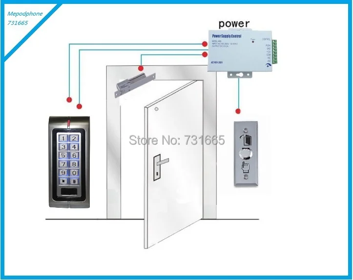 

Waterproof Access Controller DIY Kit Set Access Control + Magnetic Lock + Power Supply+ Infrared Exit Button