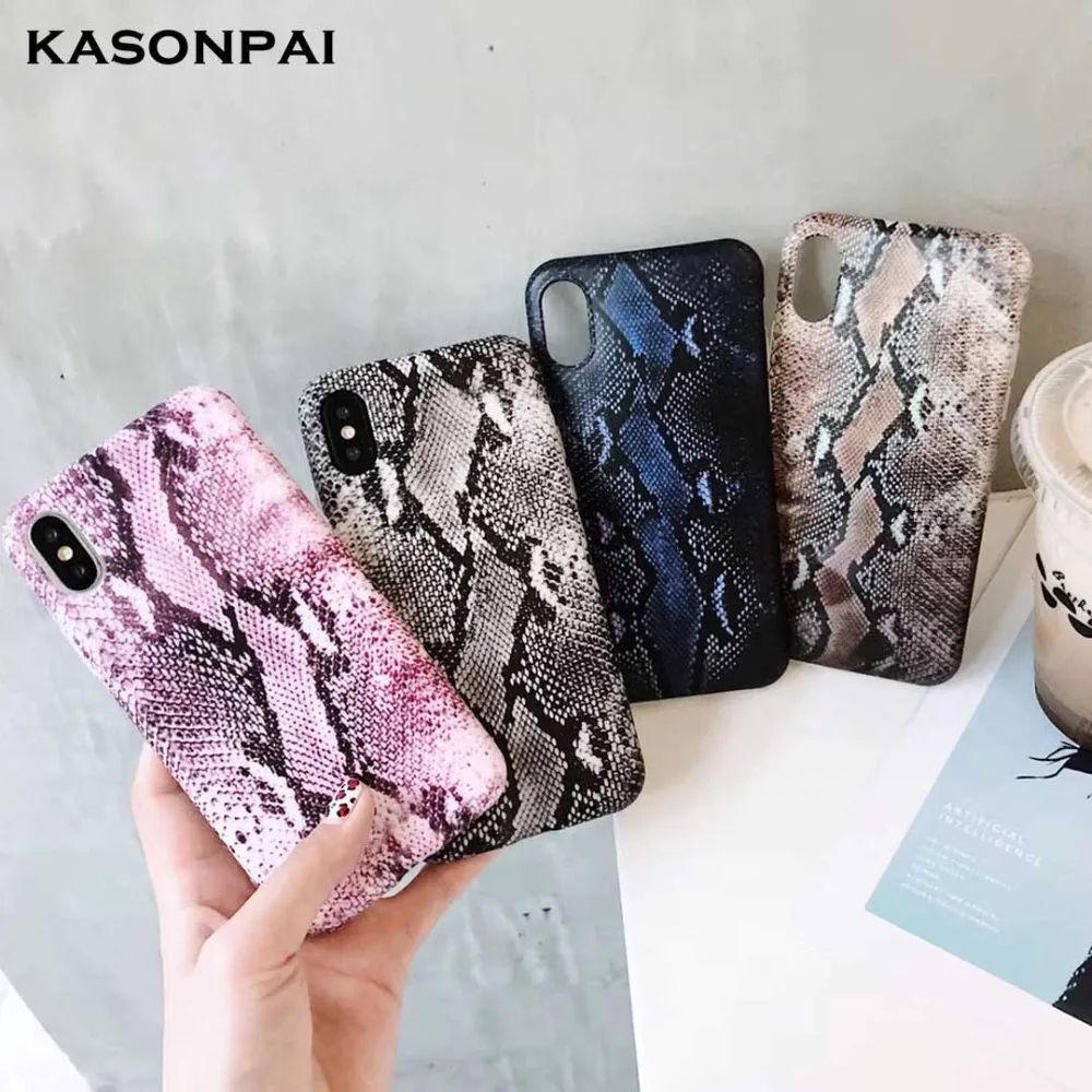 

Fashion Cool Snake Skin Texture Photo Matte IMD Soft TPU Phone Case For Apple iPhone 7 8 6 6S Plus X XR XS MAX Coque Cover Shell