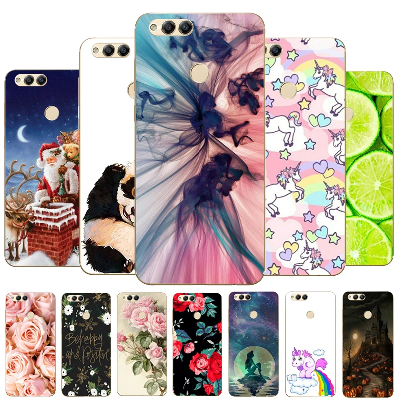 

Soft TPU Honor 7X Case Cover Drawing Painted 5.93" Huawei Honor 7X Case Phone Back Protective Silicone Case Honor 7