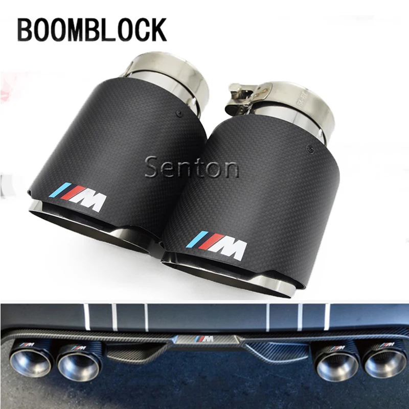 

BOOMBLOCK Car Exhaust Muffler Tip For BMW M3 M4 M5 F30 F20 F10 1 2 3 4 5 6 7 X Z Series M Power LOGO Carbon Fiber Accessories