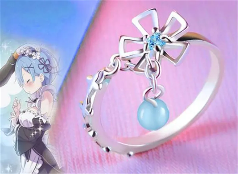 Аниме Косплей Re: Zero kara Hajimeru Isekai Seikatsu Rem Ram 925 Серебряное кольцо подарок