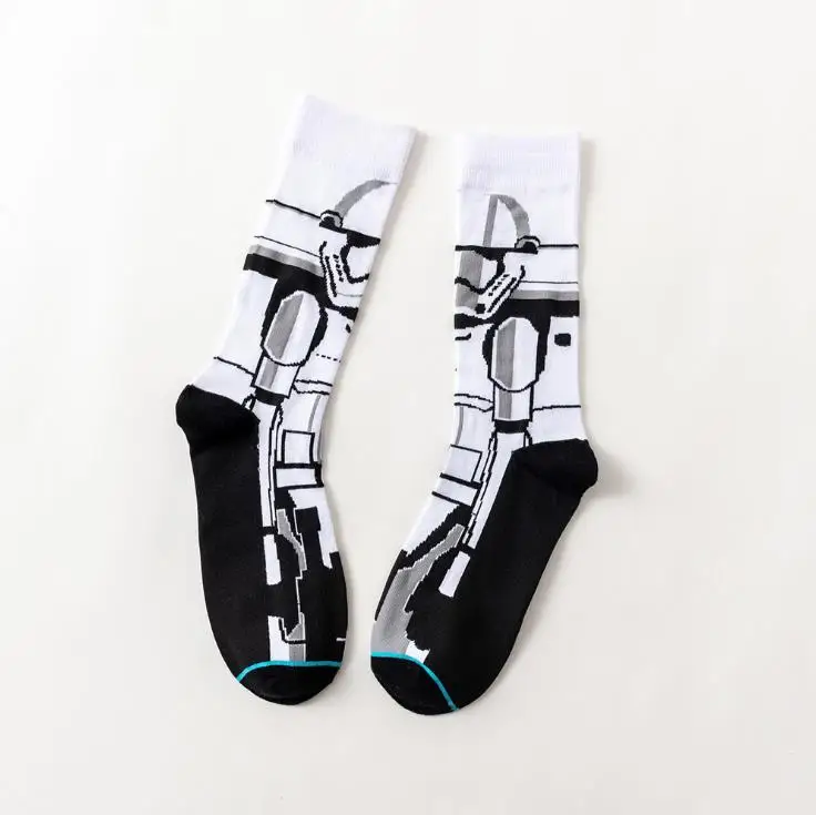Новинка года; пара носков для мужчин и женщин 12 видов Хлопковых Носков Классические носки с принтом «Звездные войны» и героями мультфильмов; Yoda Wookiee - Цвет: 08