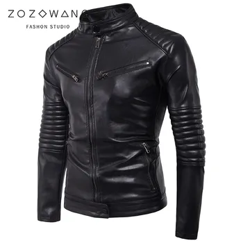 

ZOZOWANG Spring Autumn New PU Leather jacket Men's Leisure Leather Jacket Washed Thin Motorcycle Leather Jacket Coat Size M-5XL