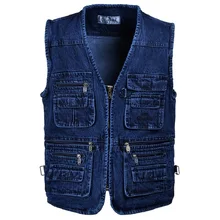 Хит, большие размеры 5XL, джинсовые жилеты для мужчин, хлопок, мульти карман, джинсовая куртка, жилет, мужской бренд, военный жилет, Masculina Jaquetas