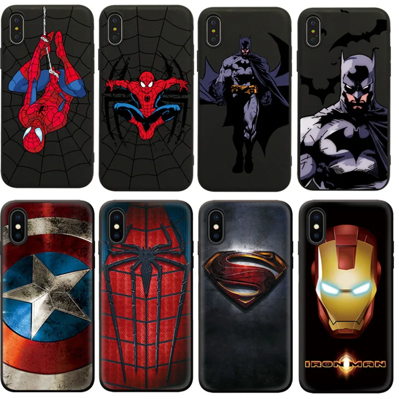 

Spiderman Batman Case For iPhone X XR XS MAX Soft Silicone Super Hero Back Cover For iPhone 6 6s 7 8 plus Protective Case Fundas
