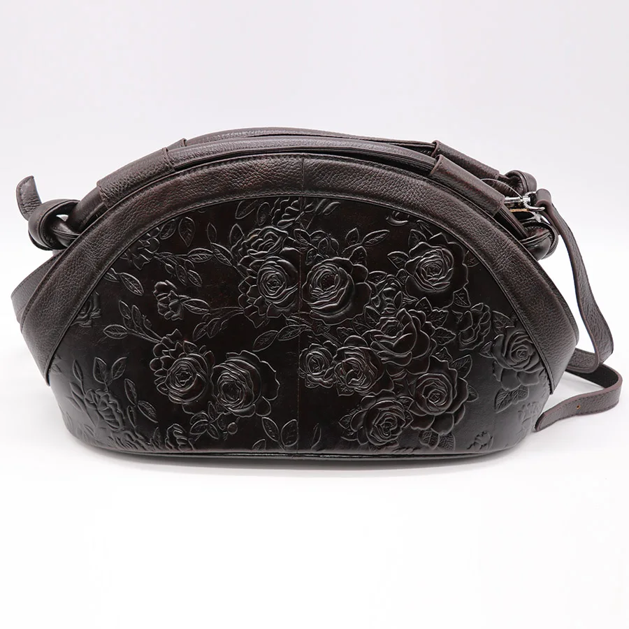 GO-LUCK брендовая роскошная сумка-хобо с цветочной гравировкой из натуральной кожи, женская сумка с верхней ручкой, женские сумки через плечо, женская сумка-мессенджер