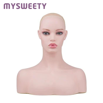 

Mannequin Head For Wig Sunglasses Jewelry Display Female Wig Stand With Shoulders Female White Fair Display Head