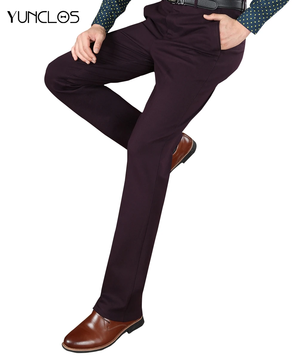 YUNCLOS формальный костюм брюки для мужчин фиолетовый Pantalon Hombre длинные мужские