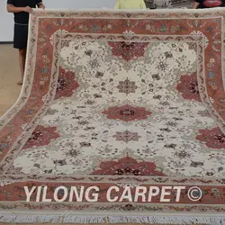 Yilong 9'x12 oriental шерстяной ковер из шелка на продажу изысканный смесь шерсти и шелка ковер (1384)