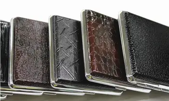 

Wholesale 120pcs/lot POCKET CIGARETTE CASE Metal Faux Leather Holder Tobacco Smoking Box Random Mixture