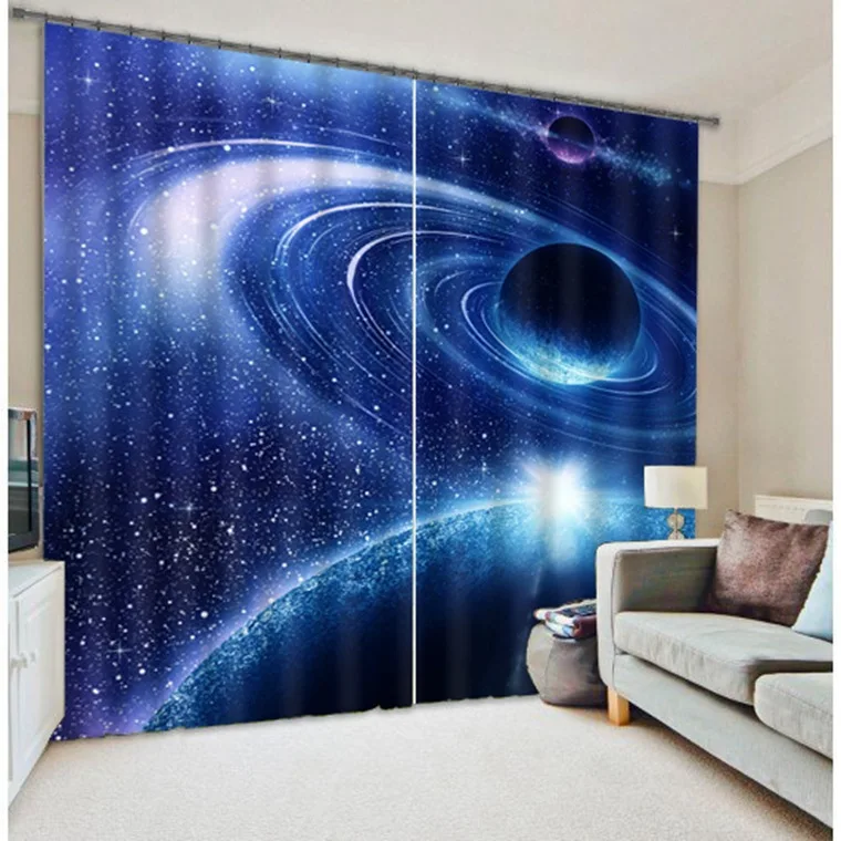 

New Universe Starry sky 3D Blackout Curtains Healthy non-pollution Print Space Fashion Bedding room Living room Hot sale