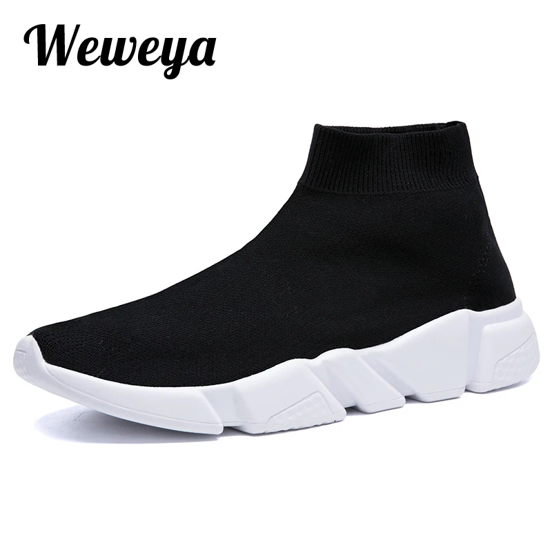 Мужские кроссовки без застежки Weweya черные на вулканизированной подошве