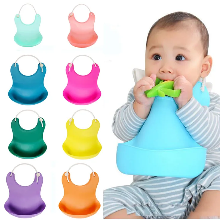 

9 colors Soft Silicone Solid Baby Bib Cute Kid Infant Baby Bibs Waterproof Saliva Dripping Bibs baby accessories silicone bib