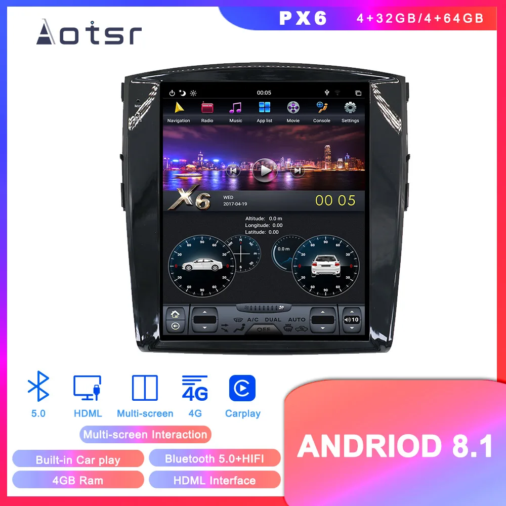 Cheap Android 8.1 Tesla style GPS navigation for Mitsubishi Pajero V97 V93 Montero 2006+ auto radio stereo Multimedia player recorder 0