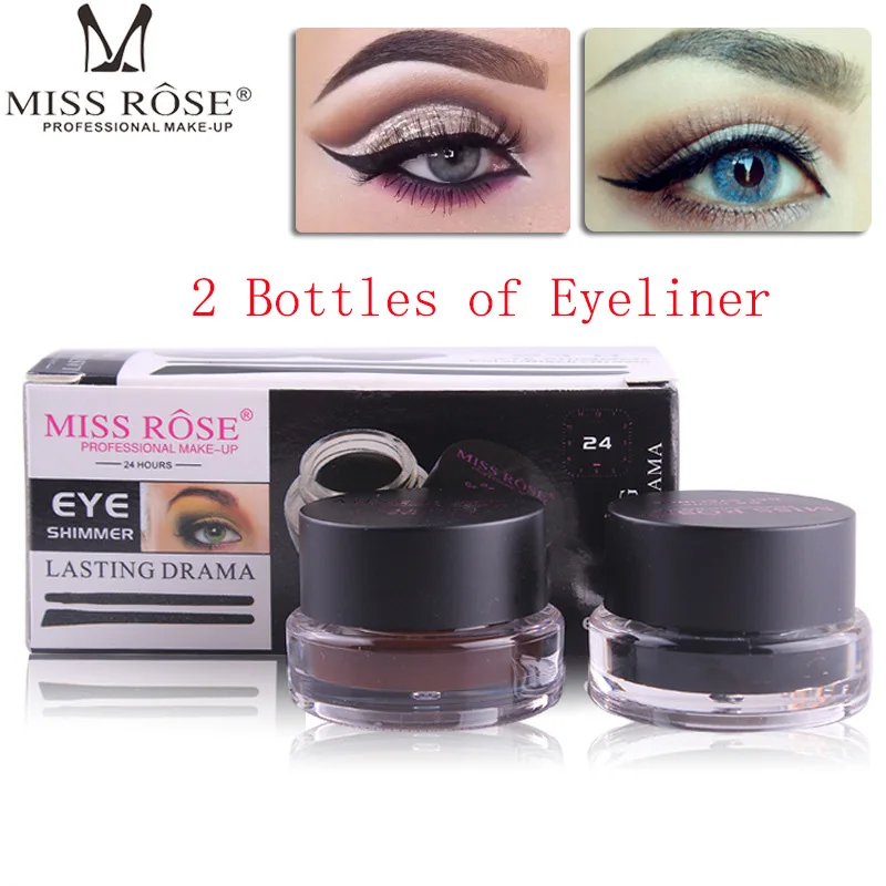 

Miss Rose Double color Eye Makeup Set Black Cake Eyeliner + Gel Kajal 24 Hours Stay Eye Liner Soft and Smooth