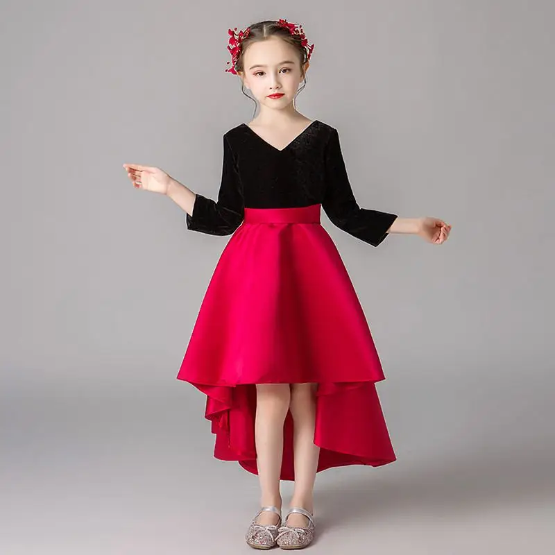 

2019 New Children Girls Bow Asymmetrical Princess Dress Toddler Girl Clothing Vestidos Kids Dresses For Girls Wedding Party F95