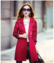 women jacket women winter coat England Check suede winter long section of loose long-sleeved windbreaker jacket free shipping