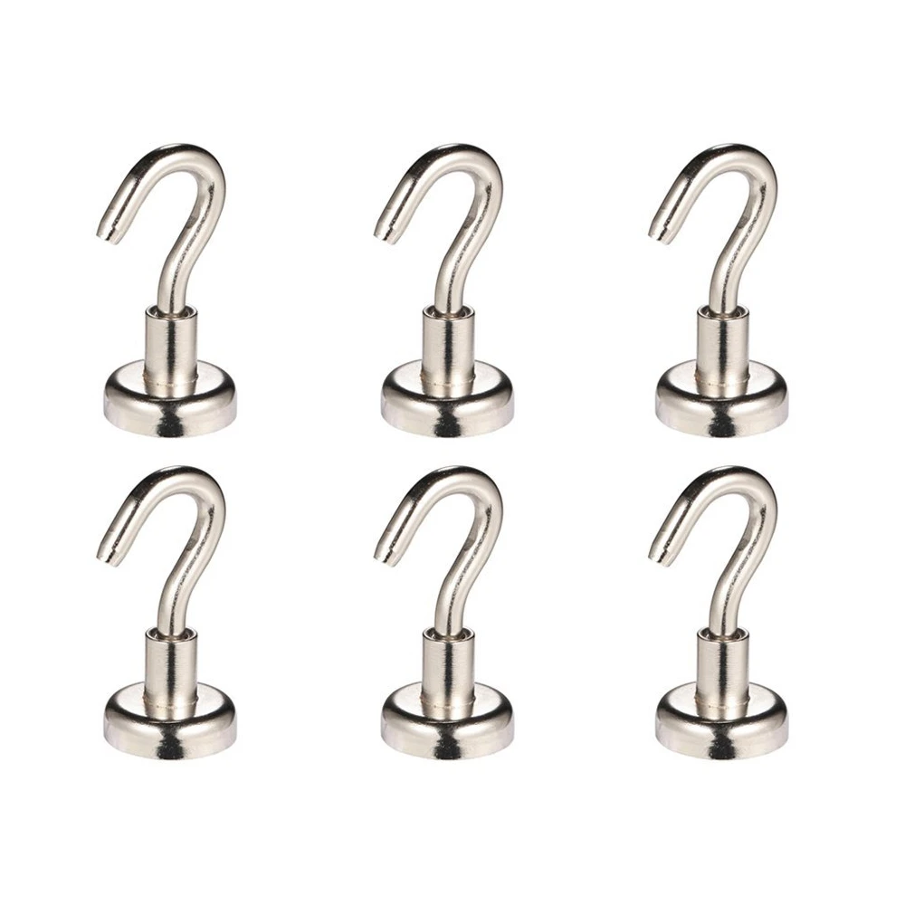 

6PCS Magnetic Hooks Power Hook Magnet Holder Super Heavy Neodymium Rare for Home Kitchen Workplace Office Hanging