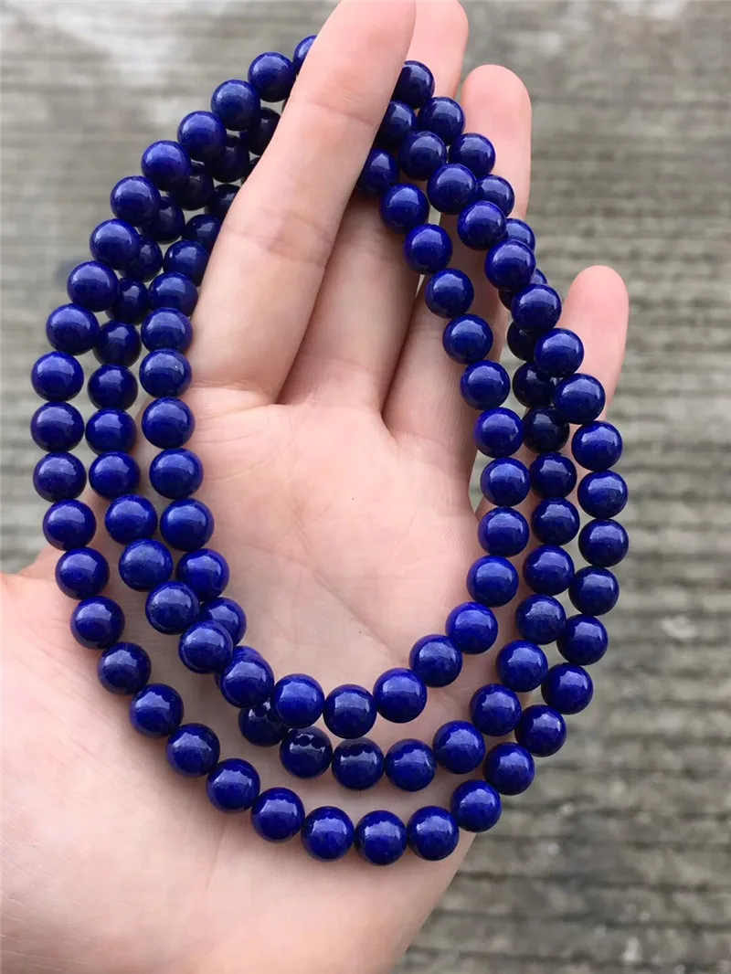 

7mm Genuine Natural Blue Lapis Lazuli Bracelet For Woman Female Gift Gemstone Crystal Stretch 108 Round Beads Bracelet AAAAA